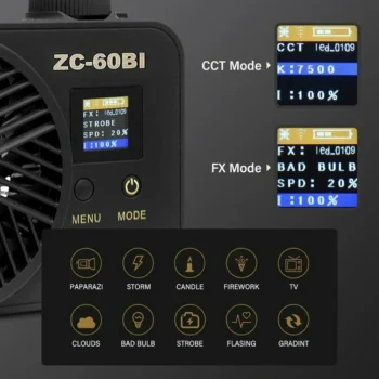 YIDOBLO 60W bicolor LED light pro photography LED video light pocket - Image 7